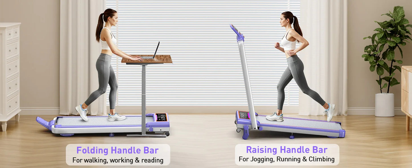 Folding Walking Pad with 15% Incline/RGB Light/Dual Screen Display/3.5HP Treadmills for Home,350lbs Capacity Smart App
