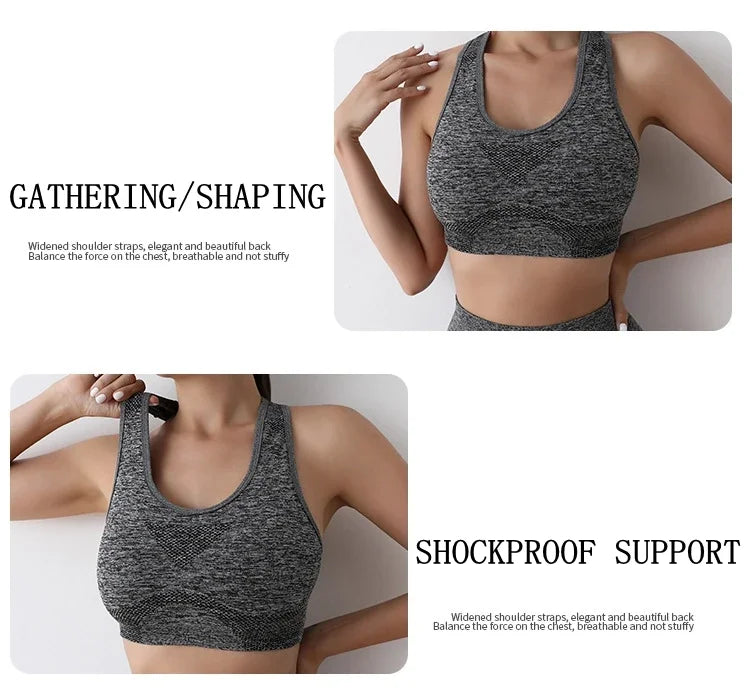 Women Sports Bras Yoga Top Vest High Shockproof Quick-drying Yoga/Gym Running Fitness Underwear Ladies Seamless Sportswear