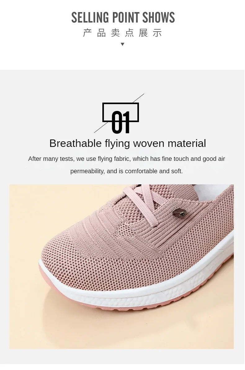 Women's Casual Shoes Fashion Breathable Walking Flat Bottom/Sports Shoes Women's Fitness Large Pink Women's Shoes