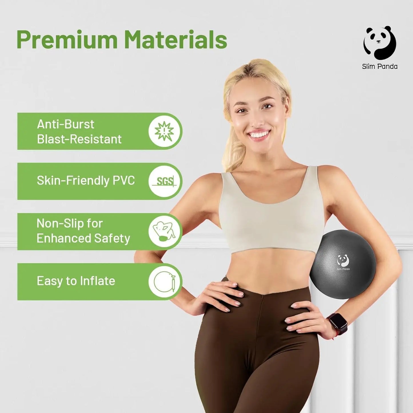 9-Inch Anti-Burst Pilates Ball with Pump/Mini Exercise Ball for Yoga Core Workout & Physical Therapy