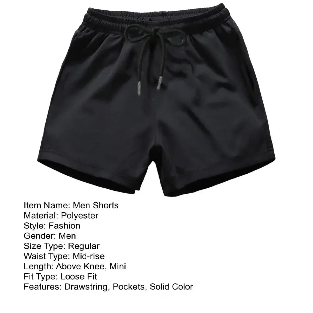 Men's Sports Shorts Elastic Waist Drawstring Gym Short Pants/Solid Drawstring Waist Outdoor Shorts Running Shorts