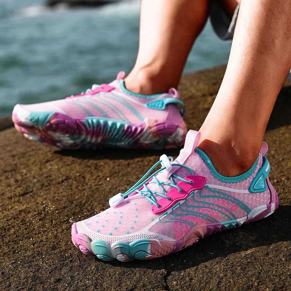 Women Quick Dry Barefoot Water Shoes, Breathable Lightweight Non Slip/Swim Surfing Diving Footwear for Outdoor River Hiking Walking