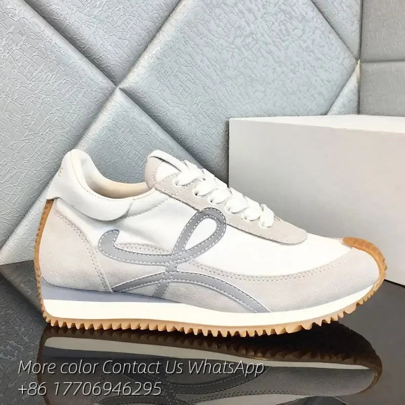 Men Trainers Shoes Designer Sneaker Flow Runner In Nylon And Suede/Lace Up With A Soft Rubber Upper And Honey Rubber Waves Sole