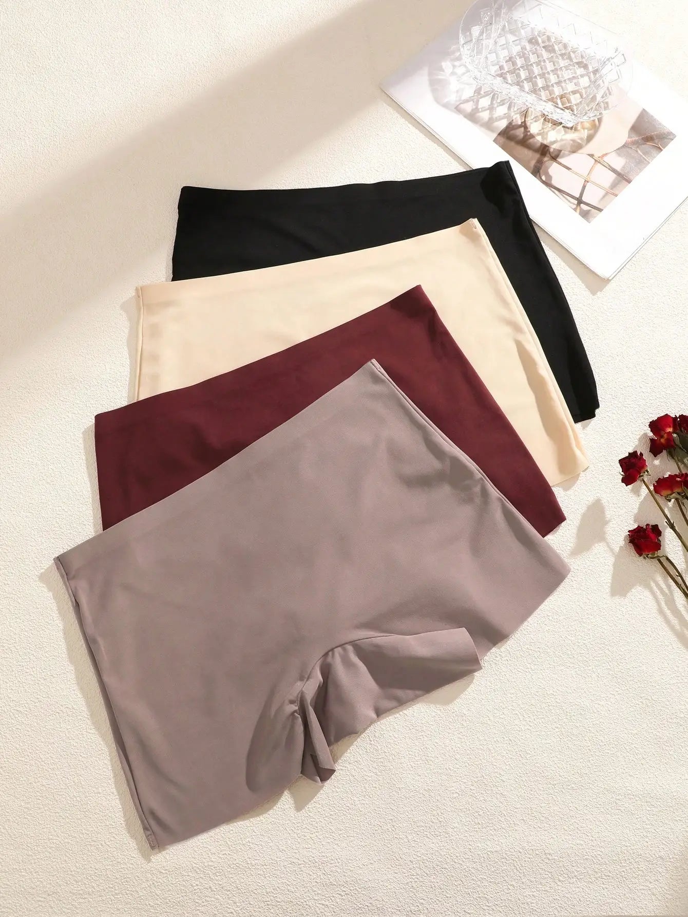 4pcs Solid Color High Waist Comfortable/Women Shorts Gothic Style