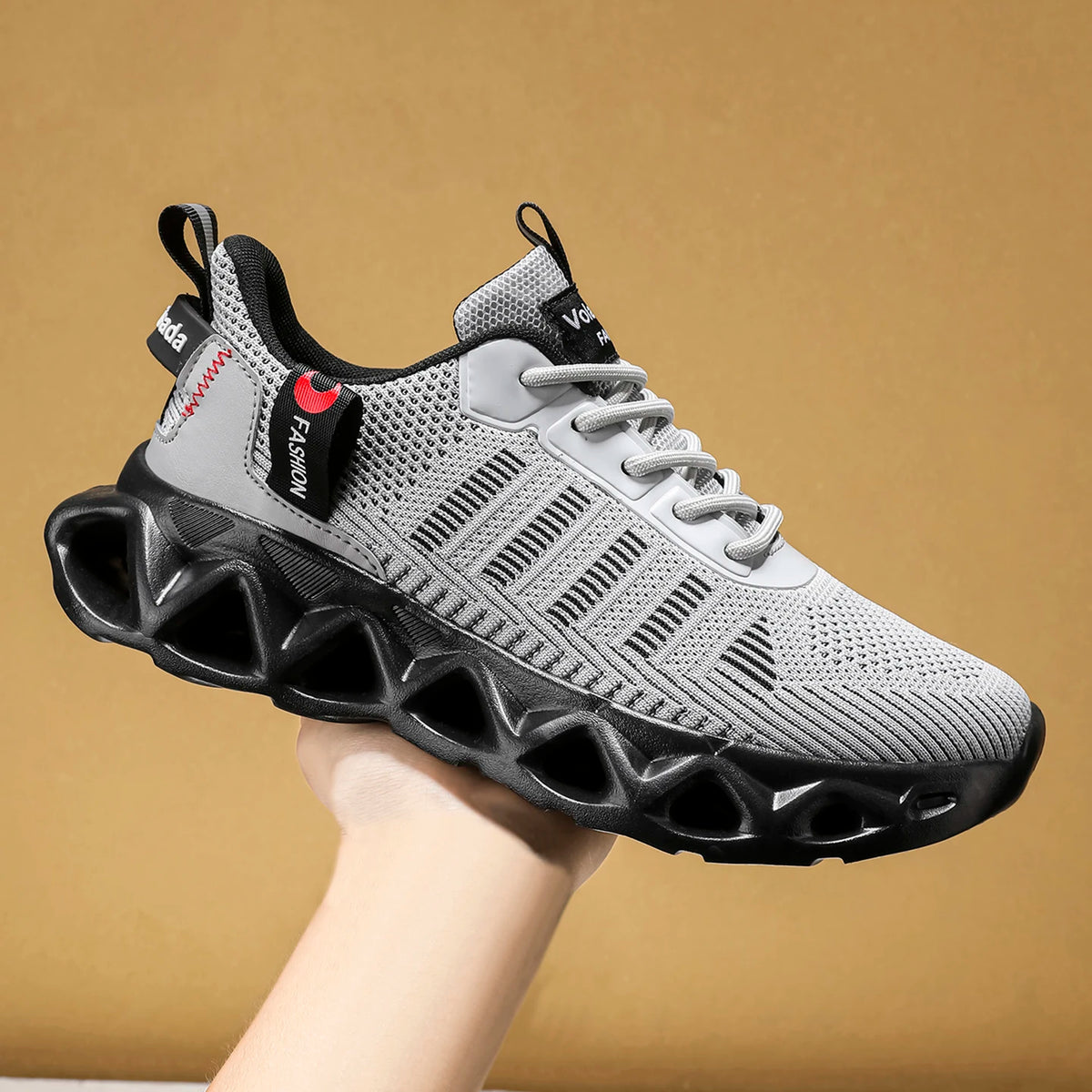 New Striped Cut-out Sneakers, Breathable Mesh Non-slip Shock-absorbing/Thick Sole Stylish and Classic Casual Sports Sneakers