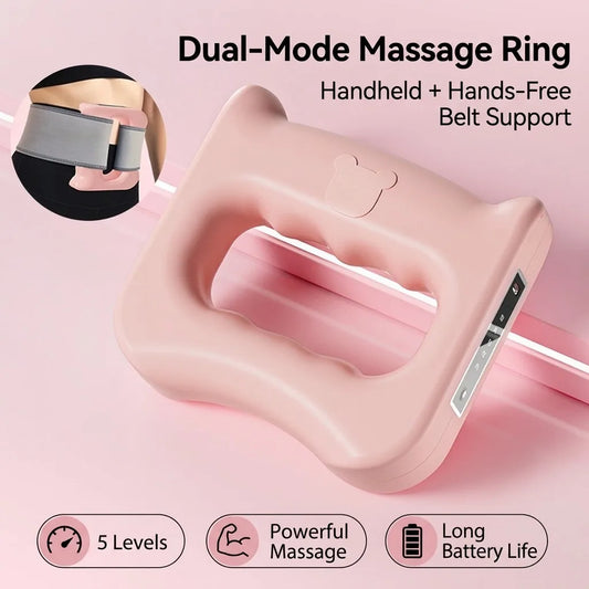 Electric Fascia Ring Massager, 2-in-1 Handheld Muscle Massage Gun/with Belt for Neck Shoulder Rechargeable 5-Speed Portable Percussion Device