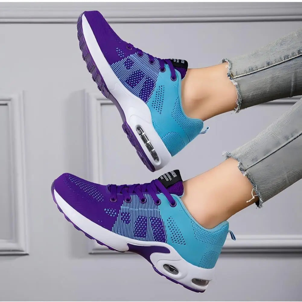 Women's Colorblock Purple Blue Air Cushion Sneakers/Breathable Mesh Lightweight Athletic Shoes