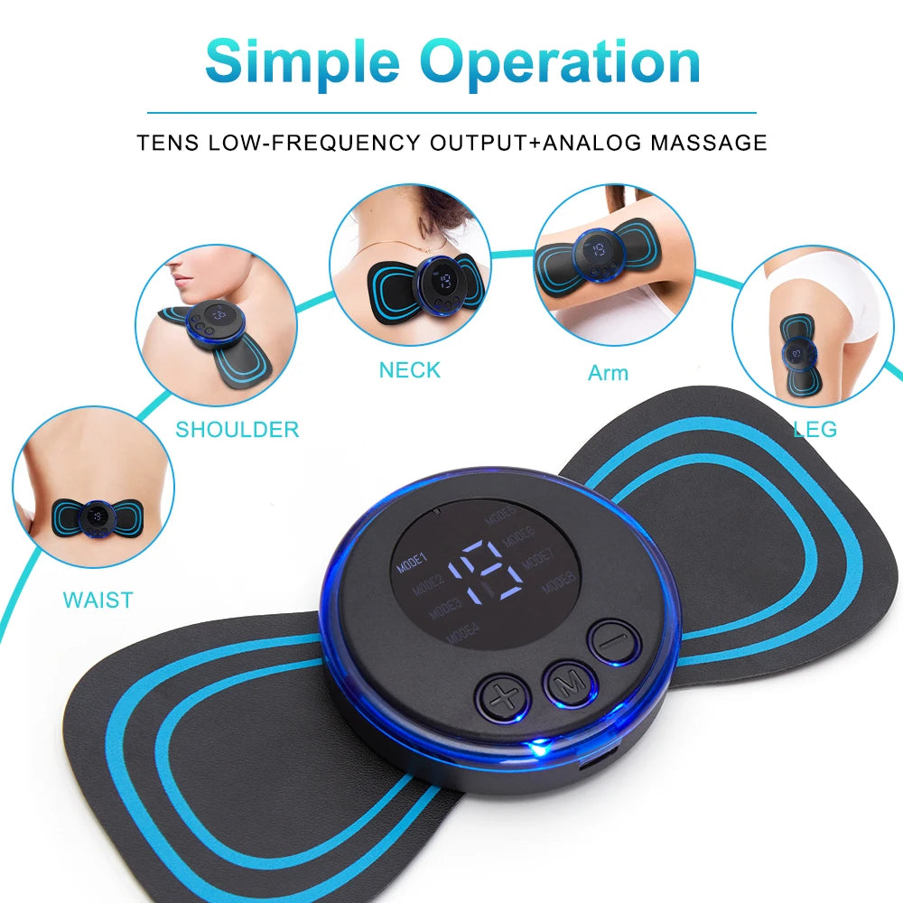 EMS Electric Pulse Neck Massager Cervical Massage Patch/8 Mode LCD Display Neck Stretcher Back Muscle Relief Pain