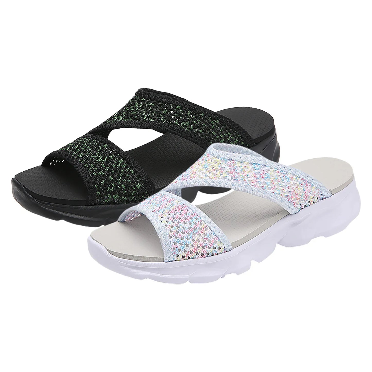 Women Slippers Summer Mesh Beach Slip On Sport Hollow/Casual Open Toe Flat Soft Bottom Sandals For Women