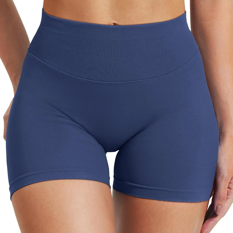 Seamless Shorts 4.5" Ribbed Yoga Shorts Women Flex Gym Shorts/Booty Running Short Butt Lifting Workout Pants