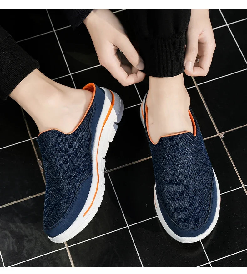 Men Slippers Summer Breathable Home Indoor Slippers Men Thick/Bottom Slides Fashion Couple Walking Shoes Plus Size 39-48