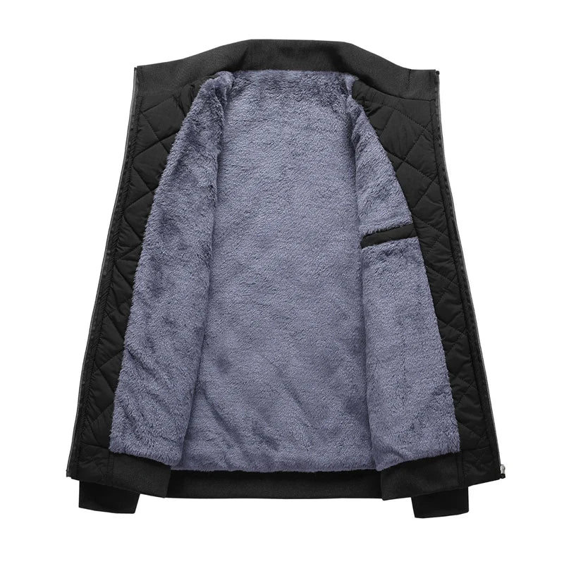 Autumn Winter Bomber Jacket Men Diamond Pattern Fleece Lined/Casual Jacket Men Fashion Clothing Brand New Slim Fit Coat