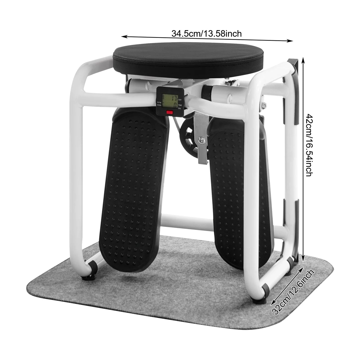 Hydraulic Stepper Climber 330.7 lbs Capacity Steel Frame/Dual Hydraulic Drive 360° Rotating Seat Resistance Bands LED Display Anti-Slip Pedals