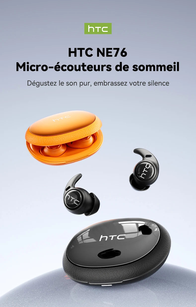 HTC NE76 OWS wireless earbuds with intelligent AI translation/50-hour battery life, low latency for music, the desk, sleep, and sport