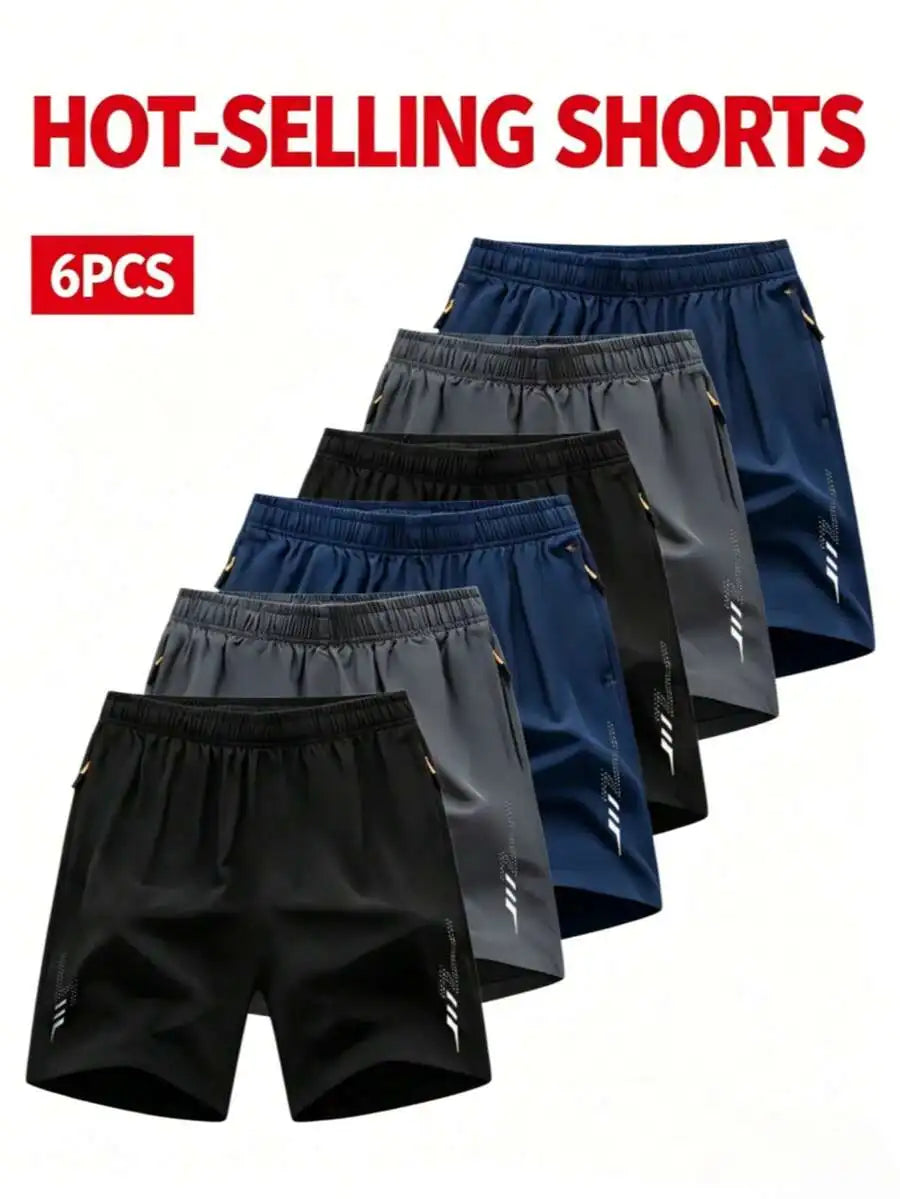 6pcs Men's Quick Dry Breathable Sports Shorts Ice Silk/Casual Athletic Shorts For Summer Gym Beach