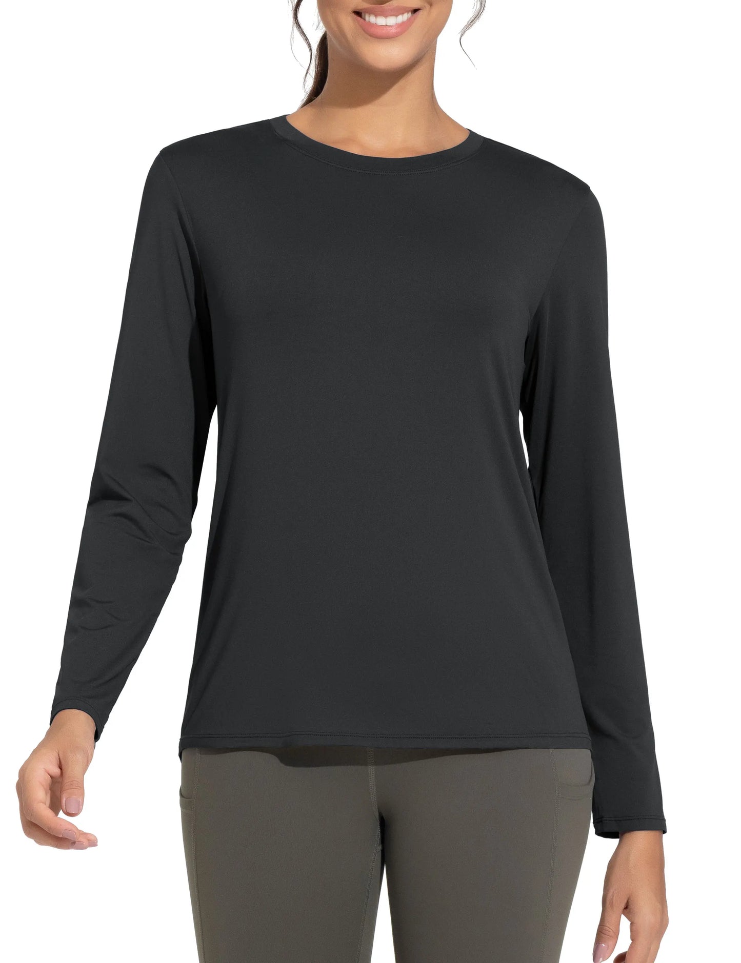 THE GYM PEOPLE Women's Ultra Soft Long Sleeve/Workout Shirts Basic Crewneck Athletic Running Tops