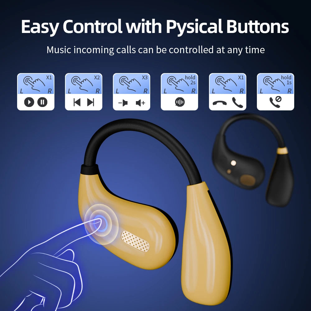 Sports TWS Bluetooth 5.4 Earphones with Mic Wireless Headphones/Noise Canceling Earbuds In-Ear Waterproof Headsets