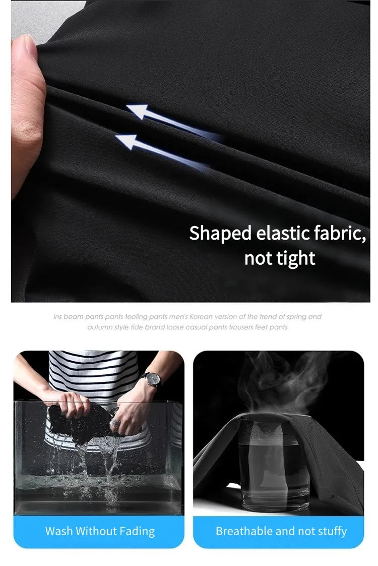 Ice silk pants men's quick drying elastic trend/casual pants ultra-thin ice sports pants