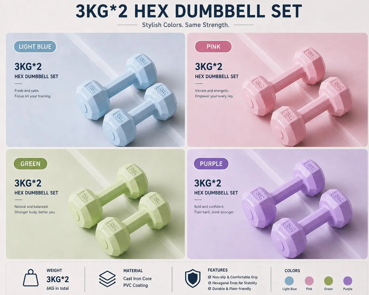 Pack of 2 6.61LB stylish dumbbells Smooth non-slip coating/durable cement fitness equipment, stylish strength training gadgets