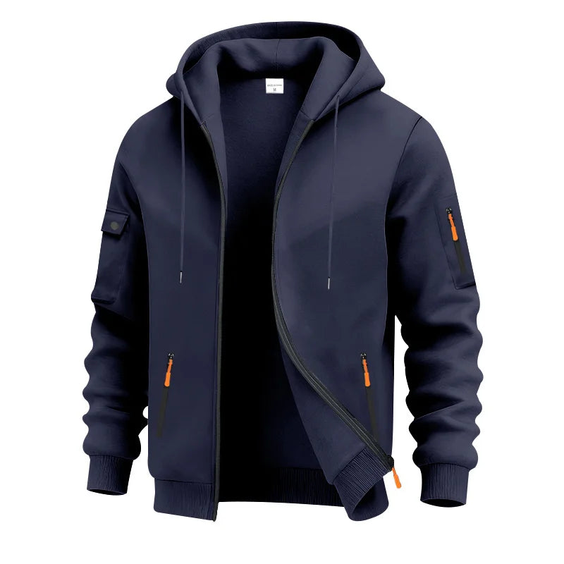 Men's Lightweight Insulated Winter Jacket With Hood Casual Windproof/Zipper Collar Jacket, Golf Windproof Hooded Jacket