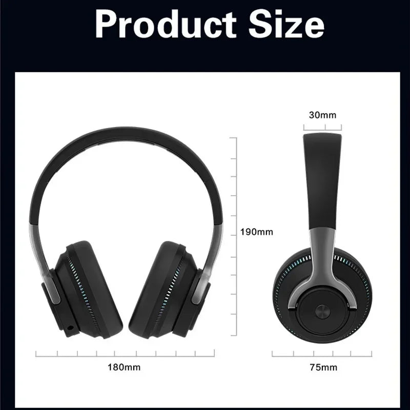 Bluetooth 5.1 Wireless Headphones Stereo Over Ear Headset/with Microphone Foldable Adjustable Lightweight Design Comfortable Fit