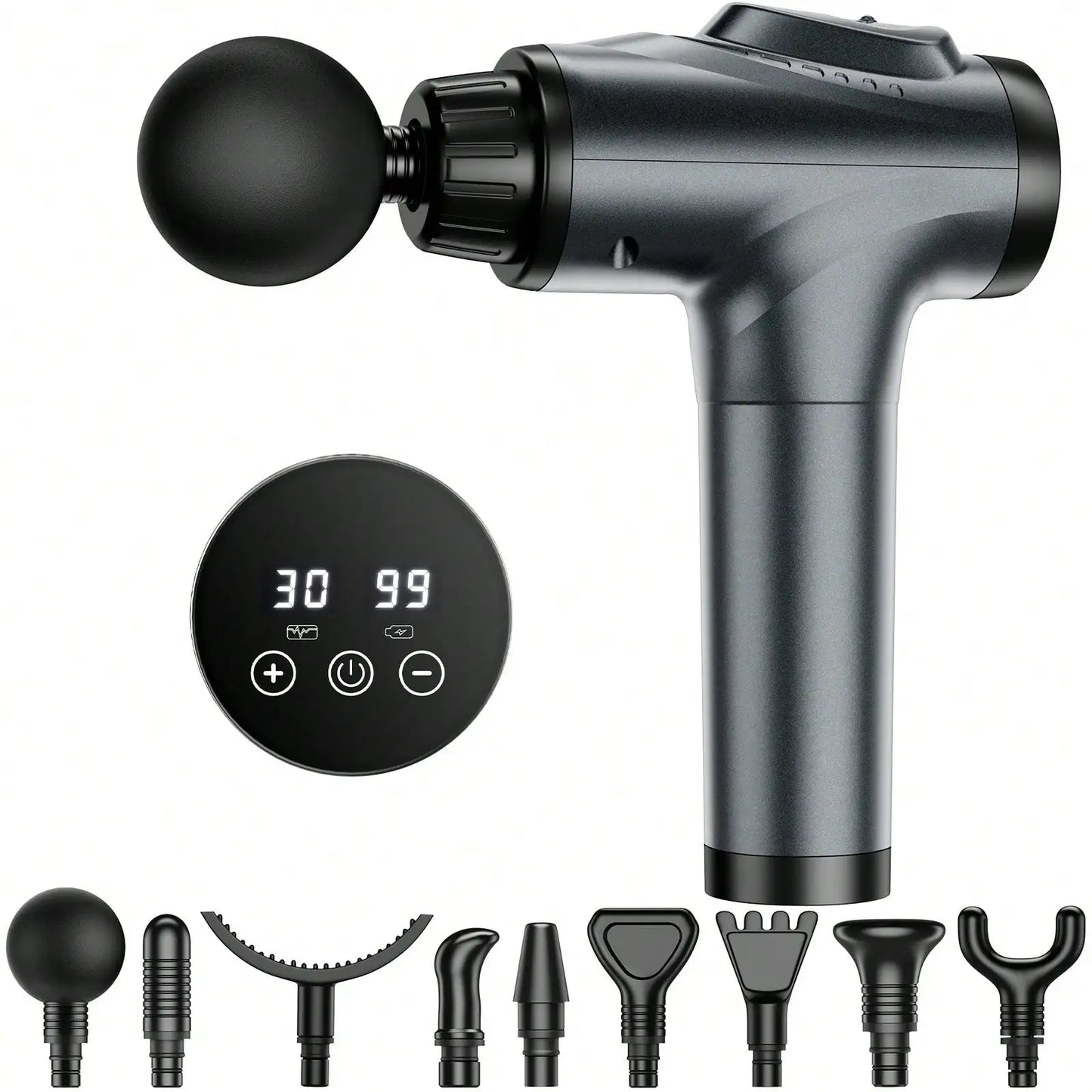 Rechargeable Handheld Mini Deep Massage Gun With Led Display/Portable Massage Gun With 9 Interchangeable Massage Heads And 30 Adjustable Speeds