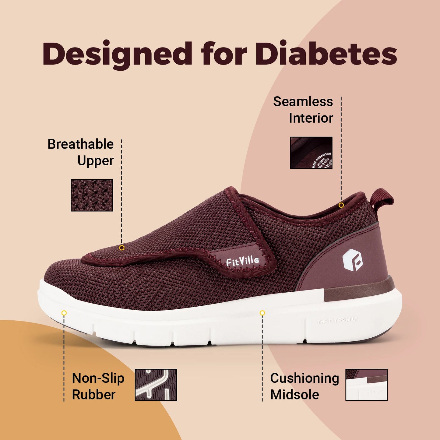 FitVille Extra Wide Women's Diabetic Shoes Adjustable Walking Shoes/for Elderly Orthopedics Wide Feet Swollen Foot Pain Relief
