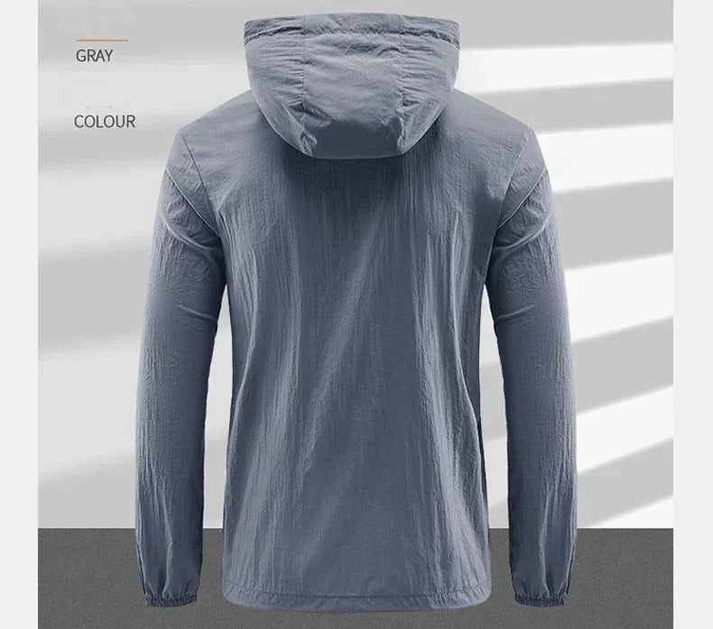 Men's UPF 50+ UV Protection Windbreaker Quick Dry Jacket/Outdoor Sun-Protective Thin Hiking Fishing Cycling Hooded Sport Light