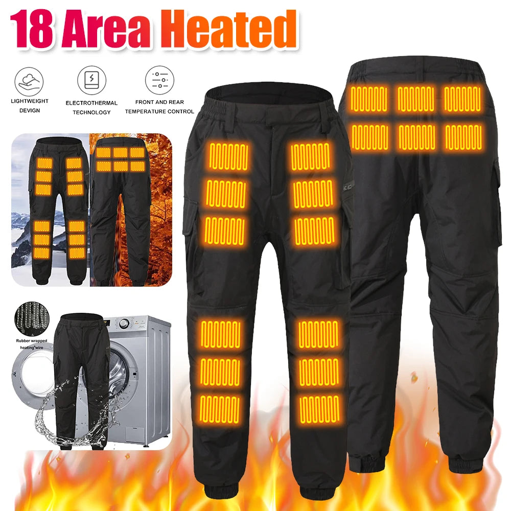 Thermal Heated Pant Casual Electric Heated Trouser USB Charging/Winter Heated Smart Heated Pants Outdoor Hiking Pants