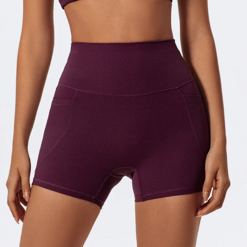 Hearuisavy Women Summer High Waist Shorts with Pockets/Quick Dry Yoga Cycling Gym Workout Sports Bottoms