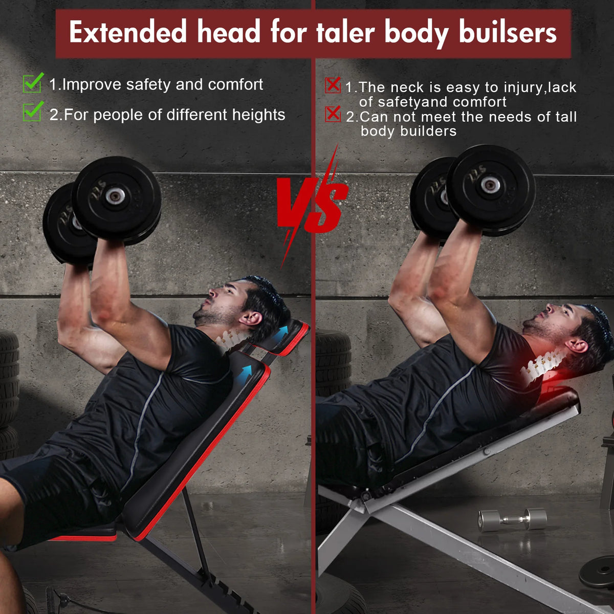 7-Level Foldable Weight Bench Adjustable Leg Extended Headrest/Dumbbell Bench Incline Decline Bench for Full Body Strength