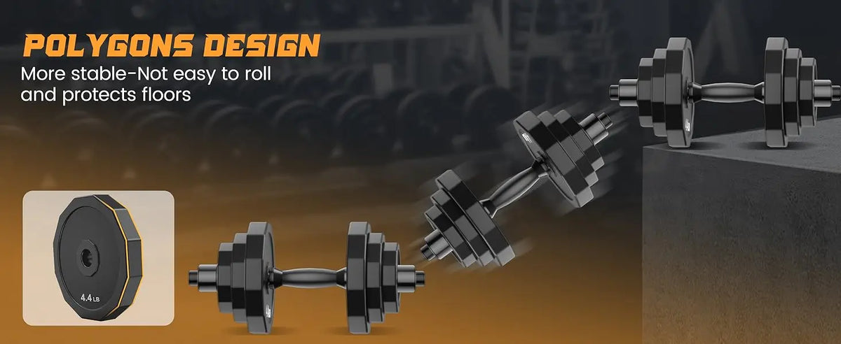 Weights Dumbbells Set Adjustable Dumbbell Sets 22Lbs 44Lbs 66Lbs 88Lbs/with Solid Steel Barbell Free Weight Set with Connector Workout