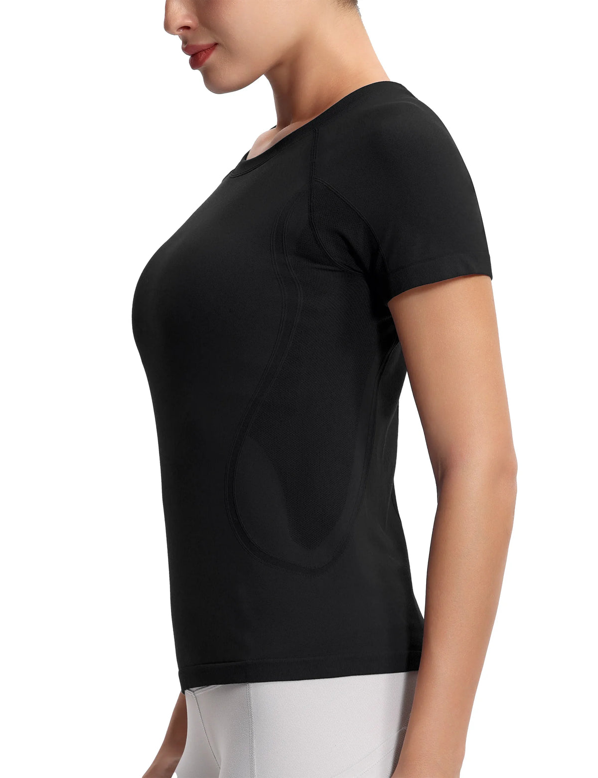 THE GYM PEOPLE Women's Seamless Workout T-Shirts/Short Sleeve Slim Fit Shirts Breathable Running Tee Tops