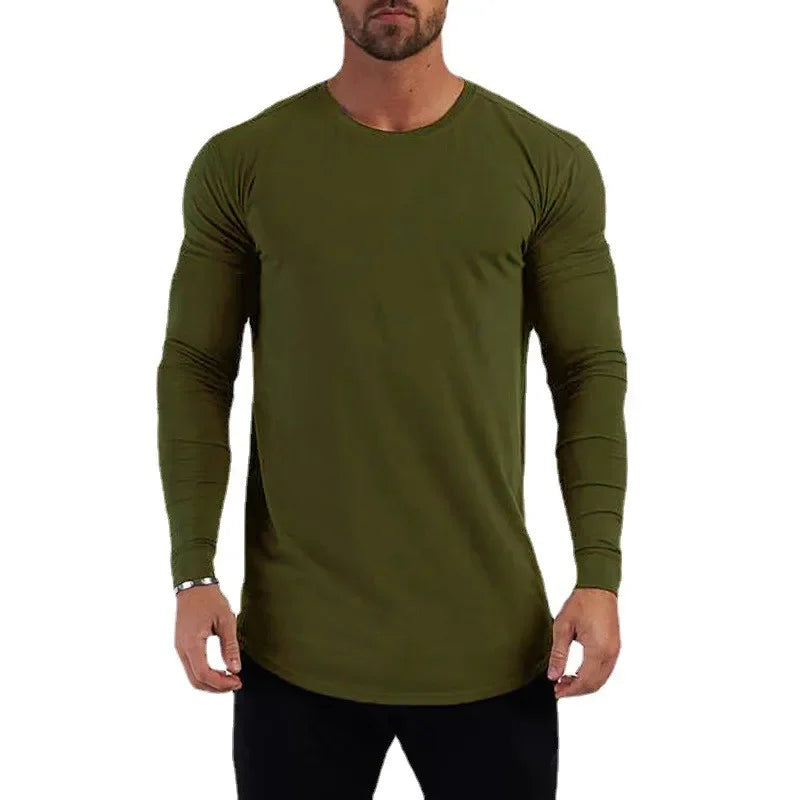 Plain Cotton Breathable Long Sleeve Clothing Gym Fitness Bodybuilding/Sport T-shirts Men's Workout Casual Slim Fit Autumn Shirts