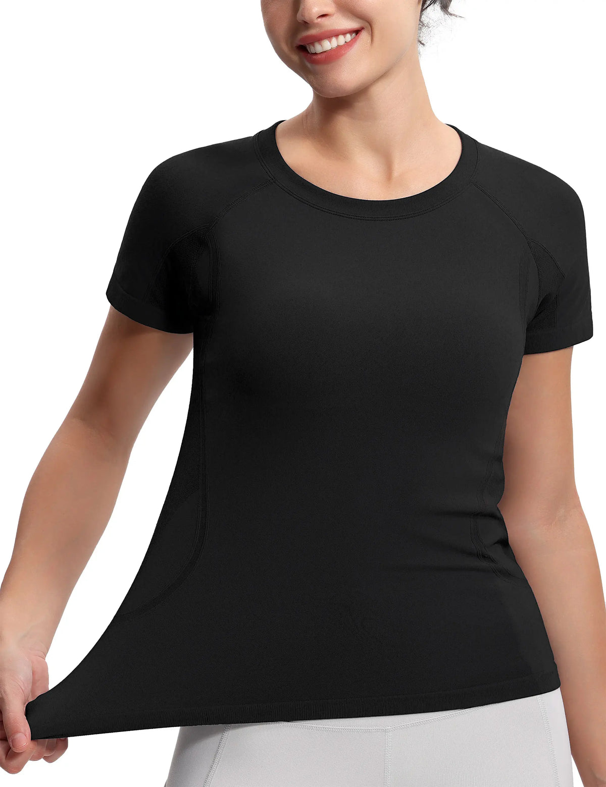 THE GYM PEOPLE Women's Seamless Workout T-Shirts/Short Sleeve Slim Fit Shirts Breathable Running Tee Tops