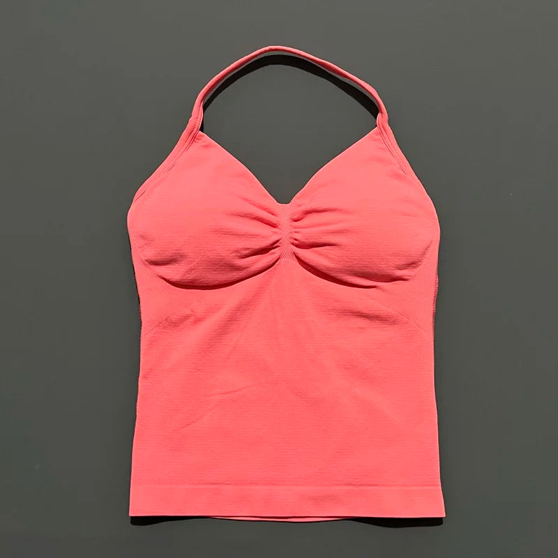 Histello Longline Strappy Top Women Sports Yoga Vest Fitness Tank Top/Gym Beautiful Open Back Bra Running Workout Halter