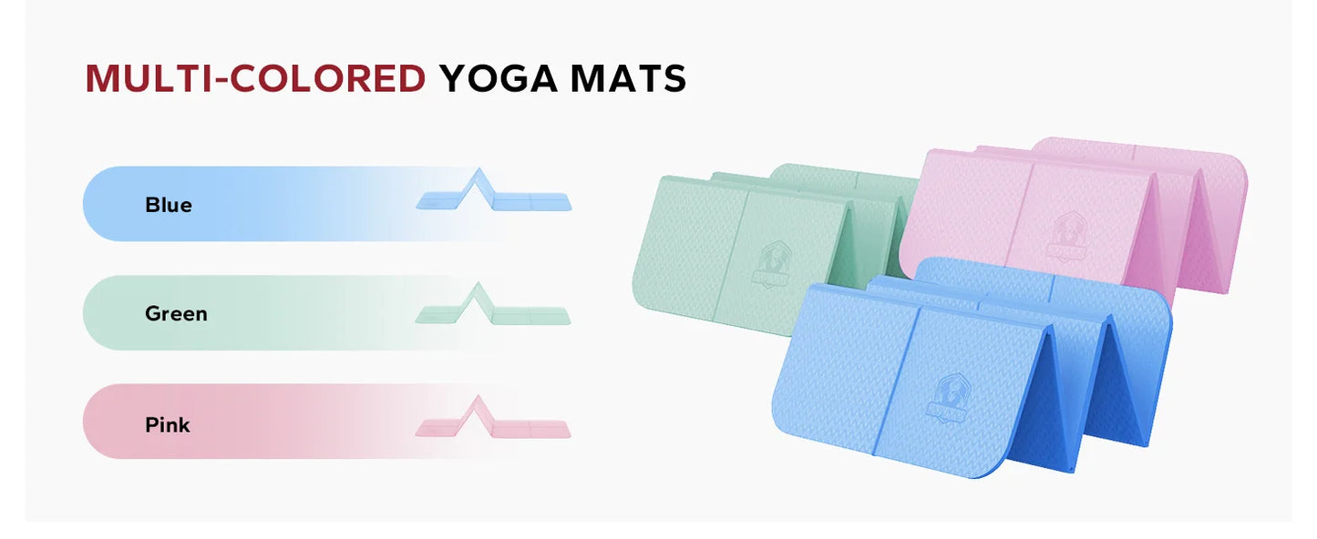 HAPBEAR Foldable Yoga Mat - 72"x24"x0.24" (6mm), Non-Slip/TPE Exercise Mat for Home Workout Yoga Pilates Stretching