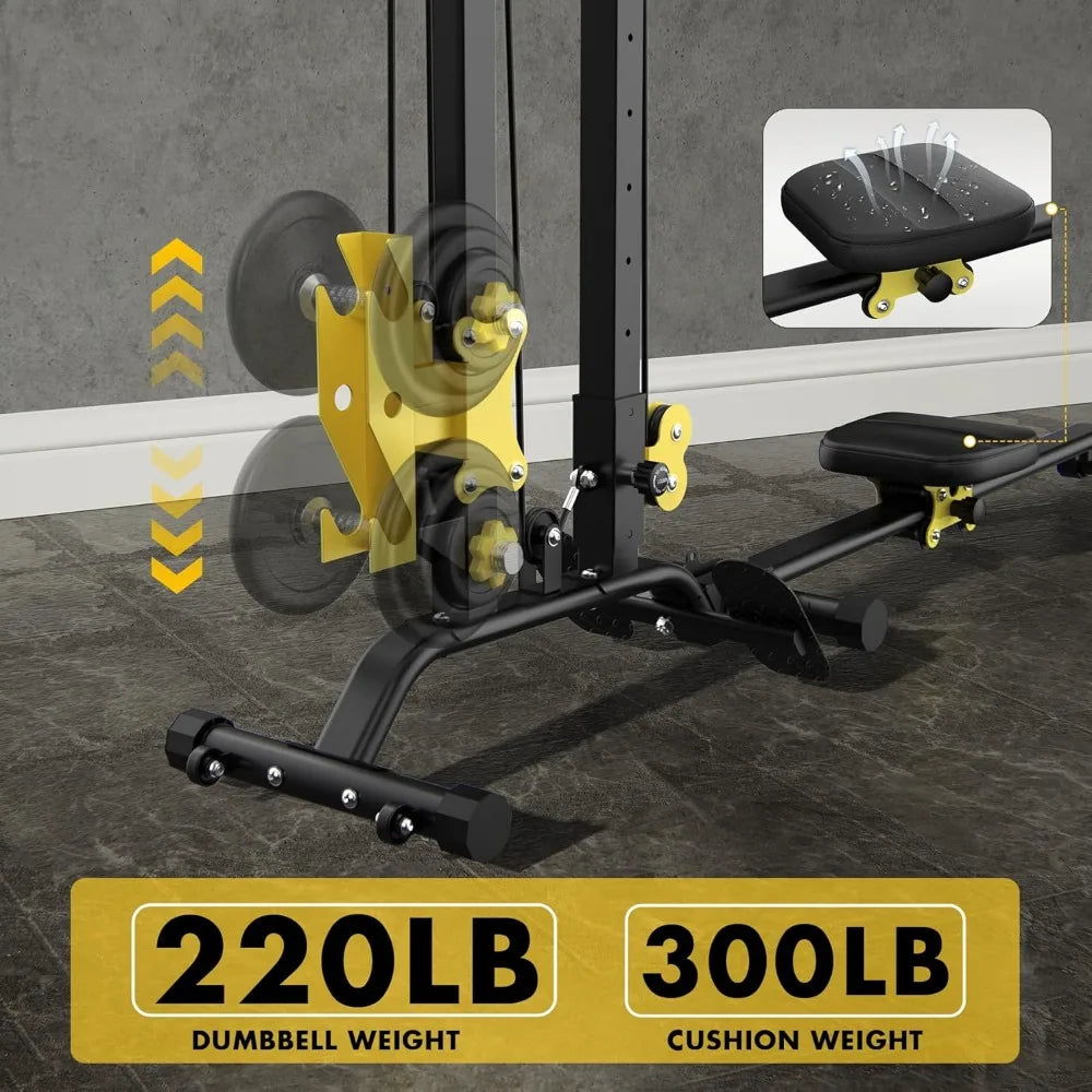 Home Gym Dual-Purpose Equipment: Cable Station/with Lat Pull-Down and Low Row Cable Exercise Options