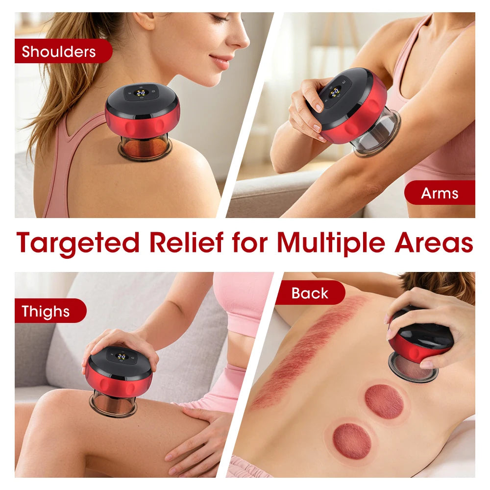 Intelligent Vacuum Cupping Massager 12 Gear Heating Body Gua/Sha Back Neck Arm Cupping Massager LCD Display USB Charging