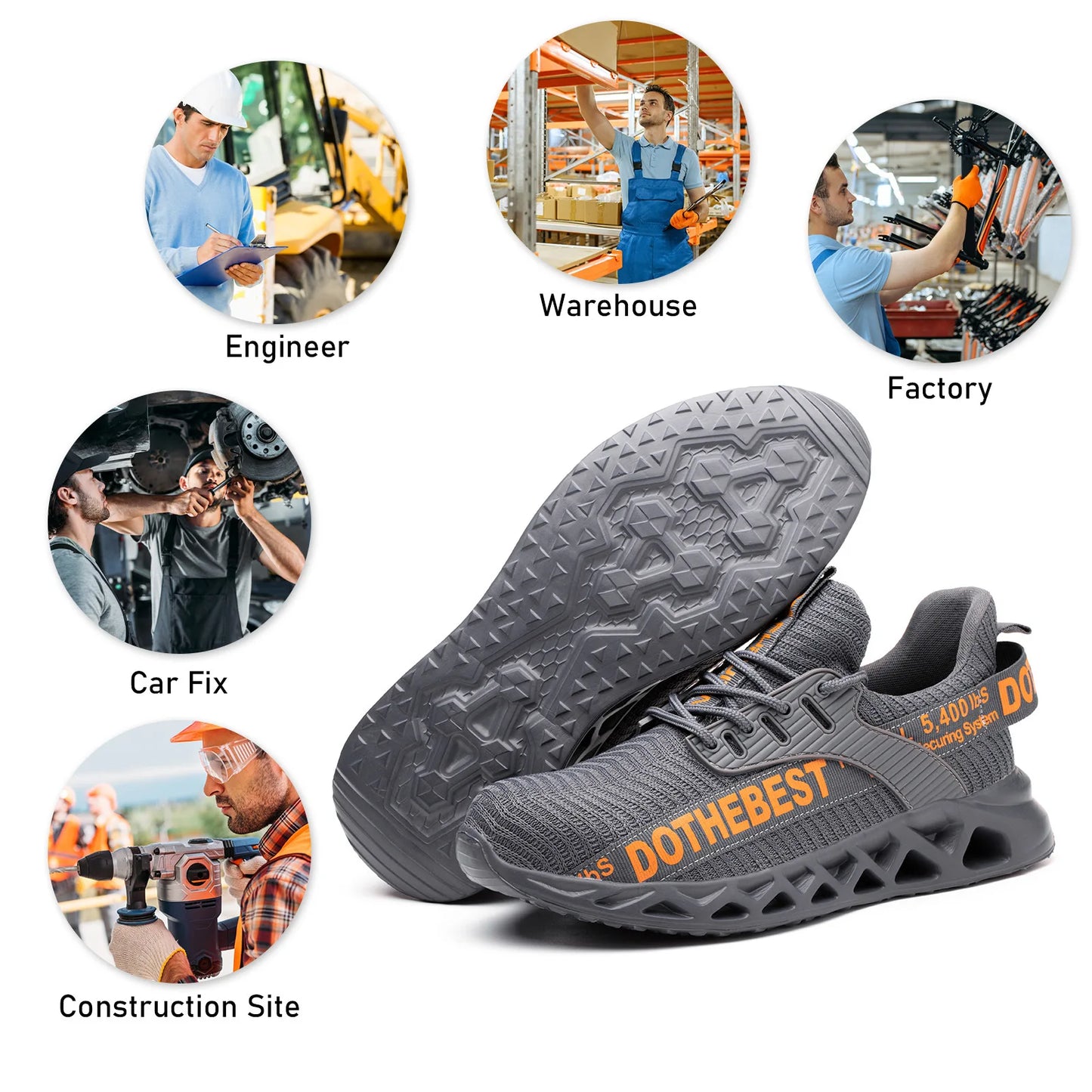 Steel Toe Work Safety Sneakers for Men Lightweight/Anti-Smash Anti-Puncture Protective Shoes