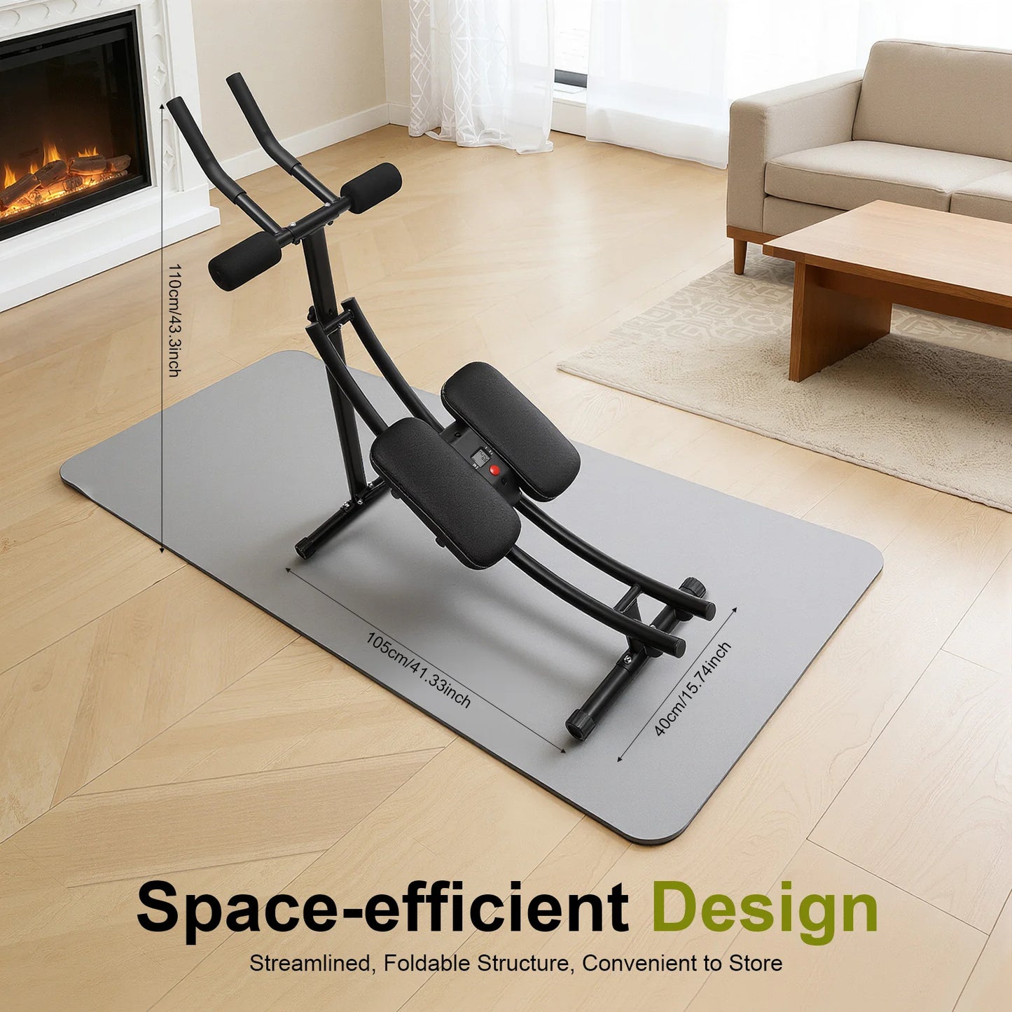 330lbs Capacity Ab Machine 3-Level Adjustable, Dual-Arc Track/Core Trainer with LED Display Foldable Home Gym Equipment