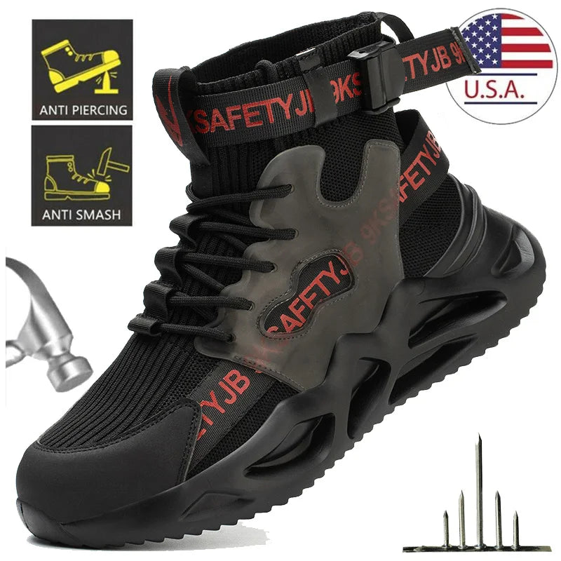 Lightweight Men Safety Shoes Steel Toe Work Anti-smash Protective Shoes/Anti-smash Anti-puncture Indestructible Shoes