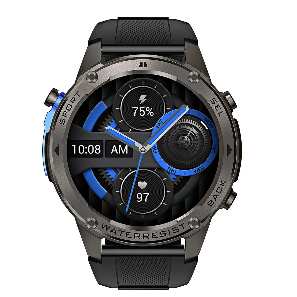 BlitzWolf BW-Voyager1 1.43 inch AMOLED Double Straps Compass & Barometer/10ATM Waterproof blue tooth Call Heart Rate Smart Watch