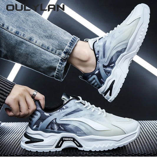 NEW Men's casual outdoor sports soft and comfortable microfiber/leather anti-skid and wear-resistant trendy running shoes