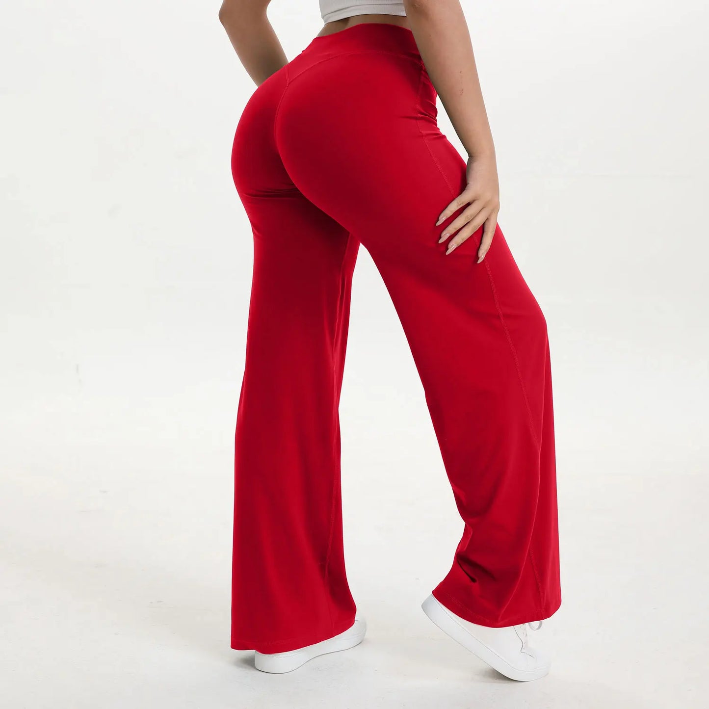 NCLAGEN Soft Motion Straight Leg Bottoms Women's Mid-Waist Yoga Pants/GYM Leggings Naked Feel Pilates Running Sports Trousers