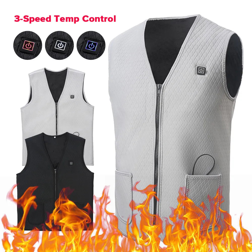 Winter USB Heated Vest 3-speed Adjustable/Temperature Self-heating Vest Washable