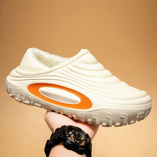 New Fashion Cotton Men's Slippers Winter Warm Plush Men Slippers/Waterproof Men Garden Shoes Indoor Outdoor Men's Warm Shoes