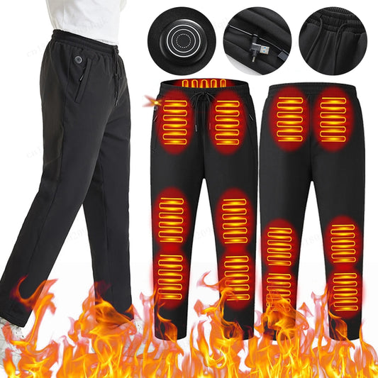 Winter Heated Pants 12 Heating Zone Women Men Heating Pants/Electric Thermal Pants Outdoor Hiking Skiing Hunting Fishing M-5XL