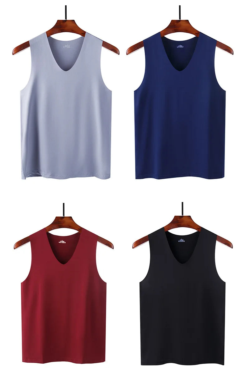 Undershirts Men's Underwear Summer Vest Men Traceless Ice Silk/Tank Top Slim Fit Sports Fitness Sleeveless Breathable Singlet