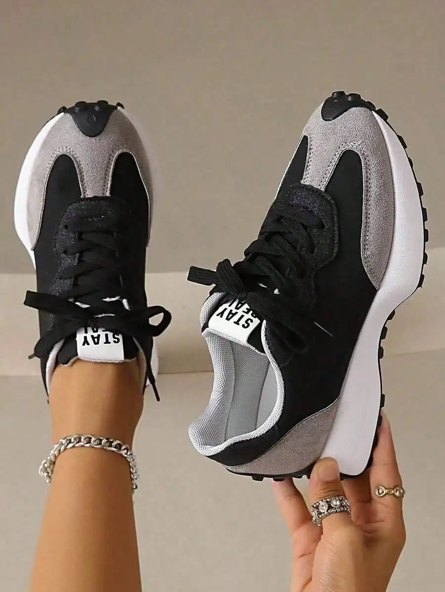 2026 New Arrival Green Sneakers Women Leather Mesh/Patchwork Platform Sneakers Anti Slip Casual Walking Shoes Lace Up